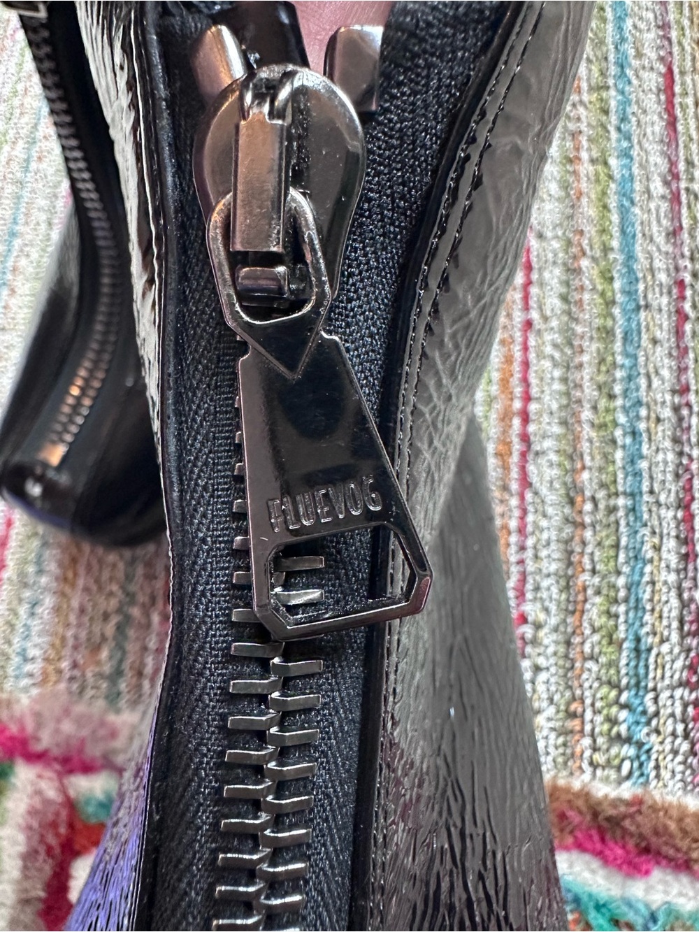 Fluevog EXCELLENT Together Hi Niki black patent leather frontzip heeled boot-7.5 - Picture 11 of 16